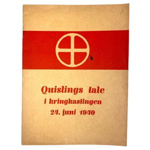 Original WWII Norwegian Nasjonal Samling booklet – Quislings tale i …