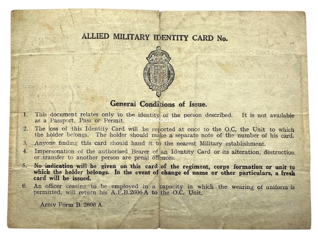 Original WWII Allied military ID card for Polish captain 1944 — image 4