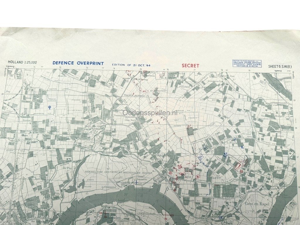 Original WWII Allied secret map of Nijmegen and surrounding villages – 21 October 1944 — image 2