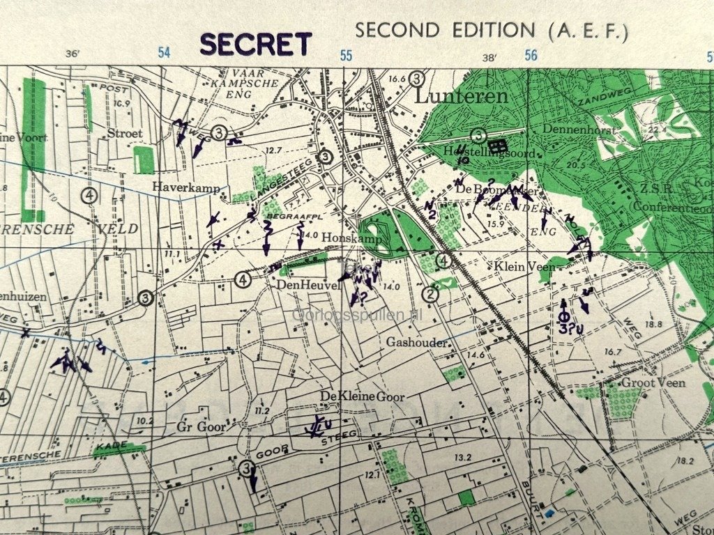 Original WWII Allied secret map of Ede – March 1945 — image 3