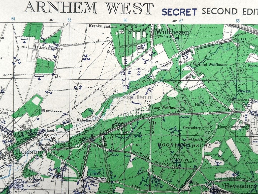 Original WWII Allied map of Arnhem-West and surrounding villages – 21 March 1945 — image 11