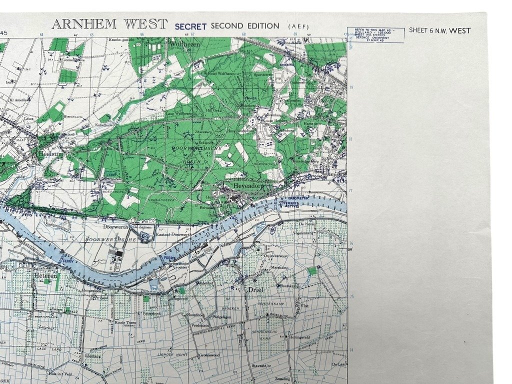 Original WWII Allied map of Arnhem-West and surrounding villages – 21 March 1945 — image 3