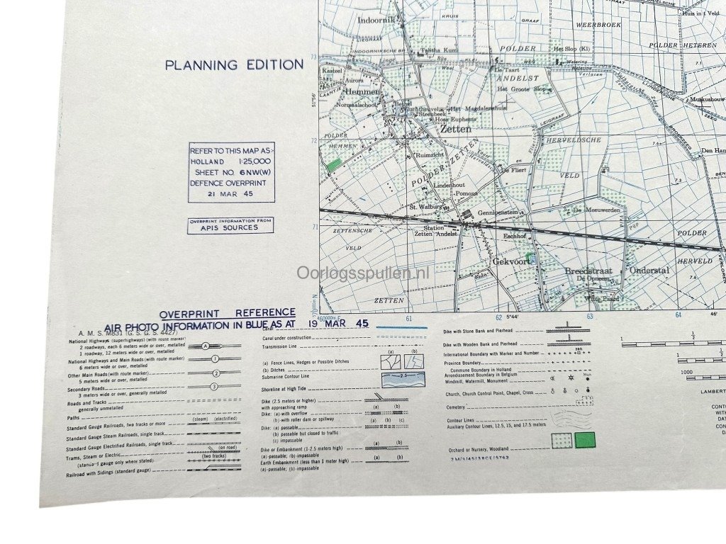 Original WWII Allied map of Arnhem-West and surrounding villages – 21 March 1945 — image 5