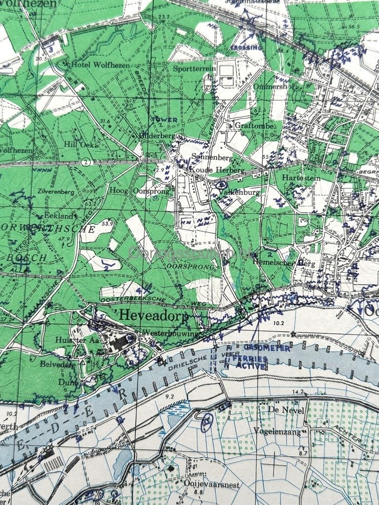 Original WWII Allied map of Arnhem-West and surrounding villages – 21 March 1945 — image 9
