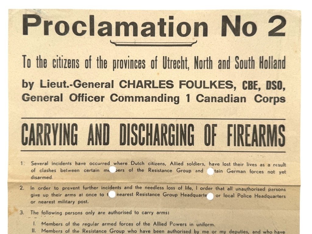 Original WWII Canadian poster regarding firearms in the Netherlands in 1945 — image 2
