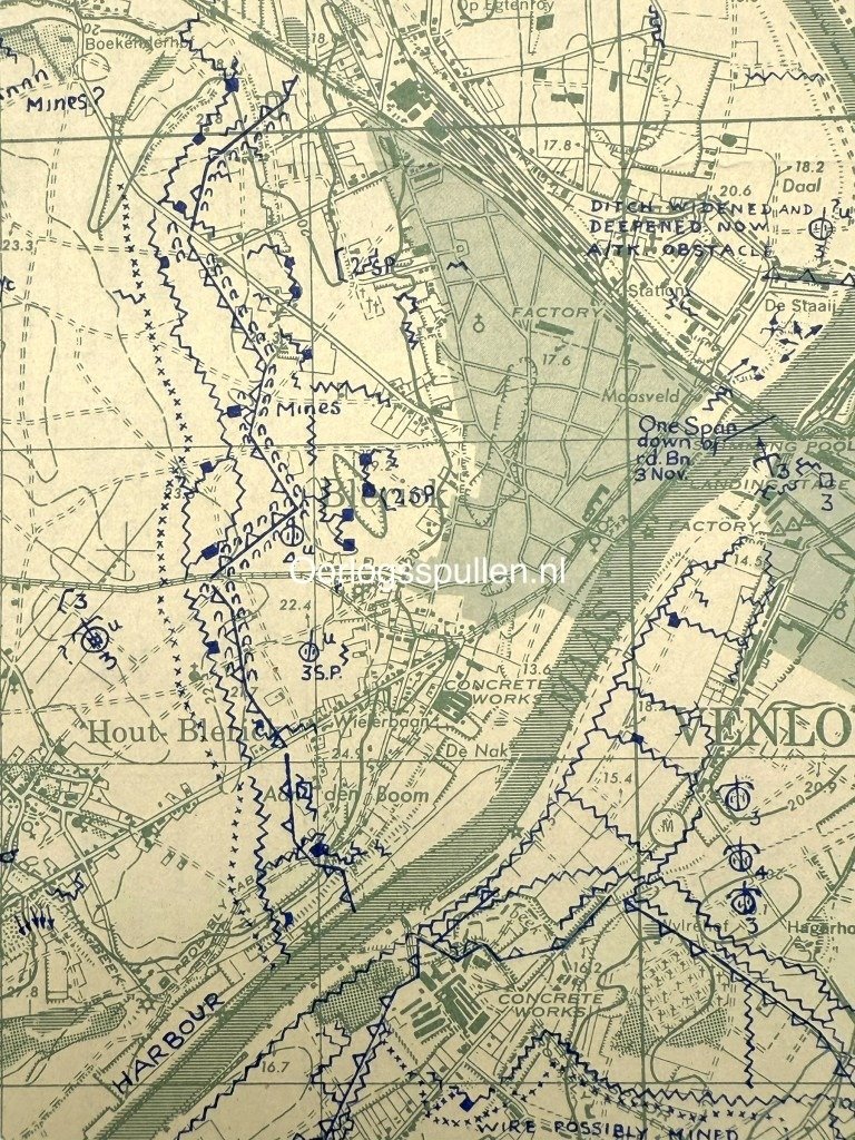 Original WWII Allied secret battle map of Tegelen/Venlo – November 8, 1944 — image 6