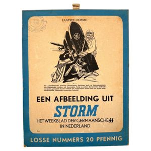 Original WWII Dutch SS cardboard Storm SS window sign