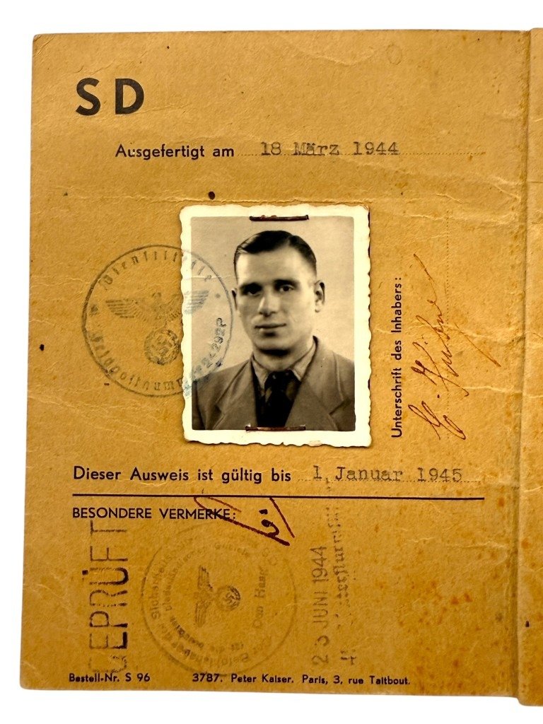 Original WWII German SD Dienstausweis Einsatzkommando Bordeaux & Den Haag — image 3