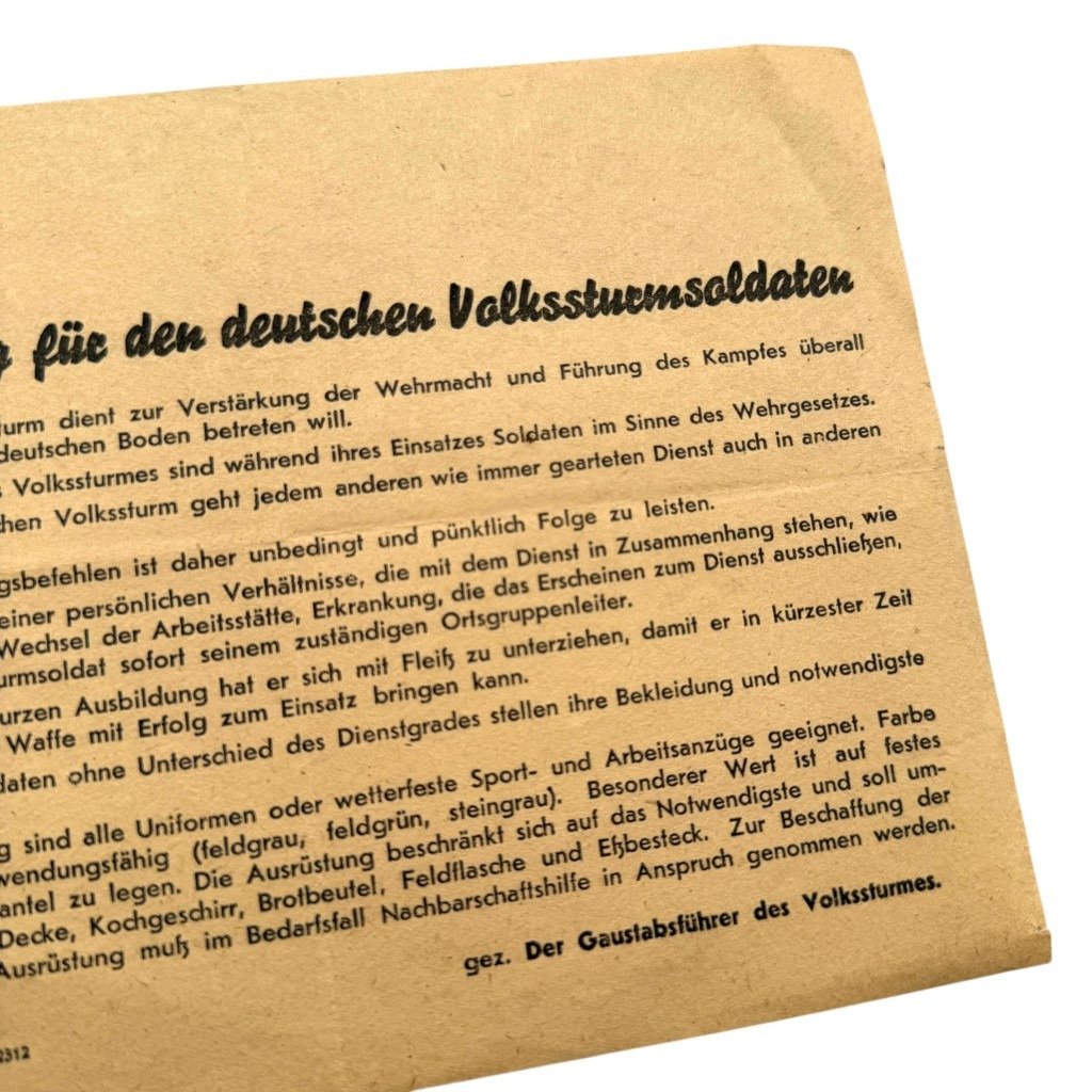 Original WWII German Volkssturm leaflet Wien 1944 — image 3
