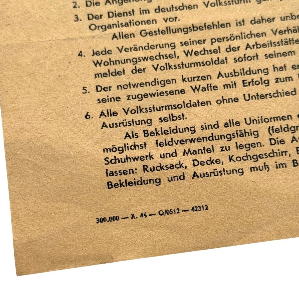 Original WWII German Volkssturm leaflet Wien 1944 — image 4