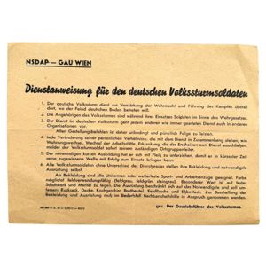 Original WWII German Volkssturm leaflet Wien 1944