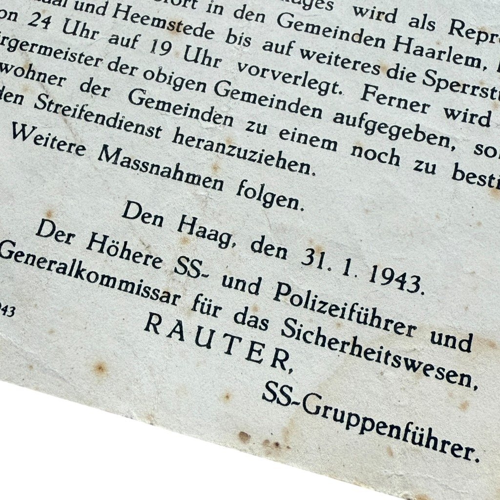 Original WWII German SS announcement leaflet Haarlem — image 3