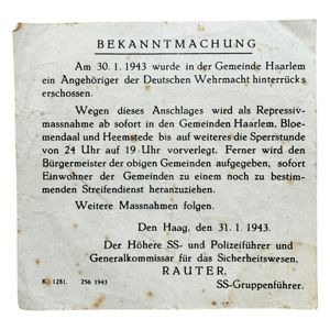 Original WWII German SS announcement leaflet Haarlem