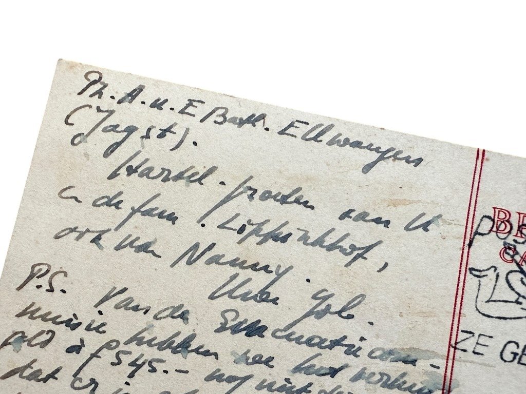 Original WWII Dutch Waffen-SS volunteer postcards 'SS-Pz.Grenadier-Ausbildungs und Ersatz-Bataillon 5' in Ellwangen to Haren in Groningen — image 3