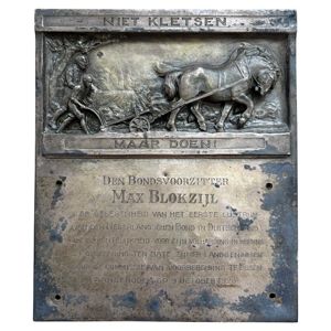 Original 1926 Max Blokzijl plaque Nederlandschen Bond in Duitschland