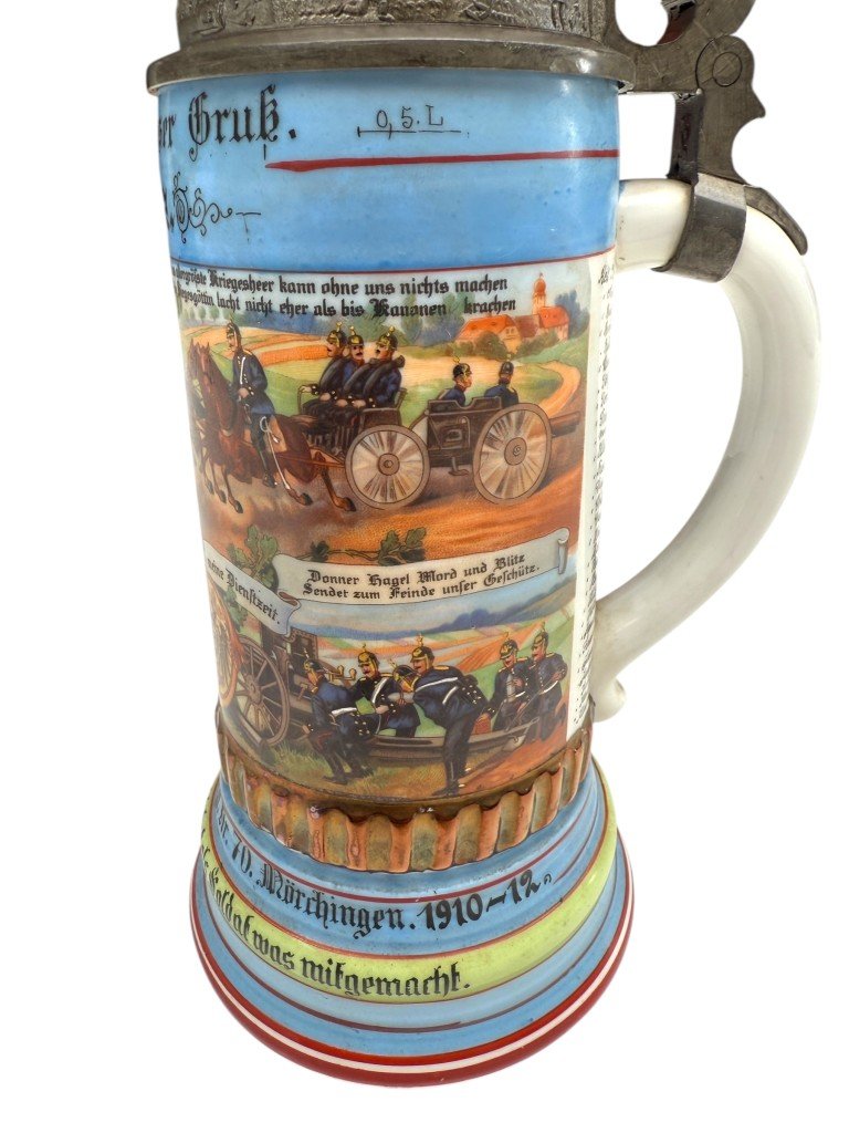 Original WWI German 4e Lothringen Feldartillerie-Regiment Nr. 70 beer stein — image 7