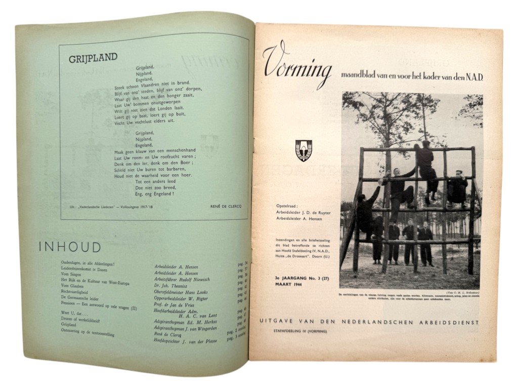 Original WWII Nederlandsche Arbeidsdienst 'Vorming' booklet – No. 3, March 1944 — image 4