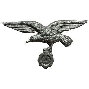 Original WWII Flemish VNV metal visor cap eagle insignia