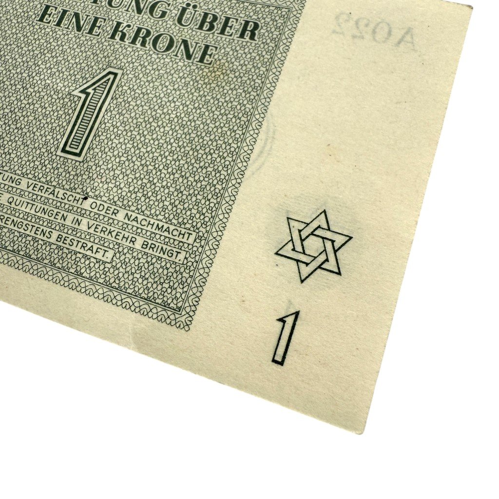 Original WWII German Jewish Ghetto/Camp Theresienstadt 1 Krone banknote — image 4