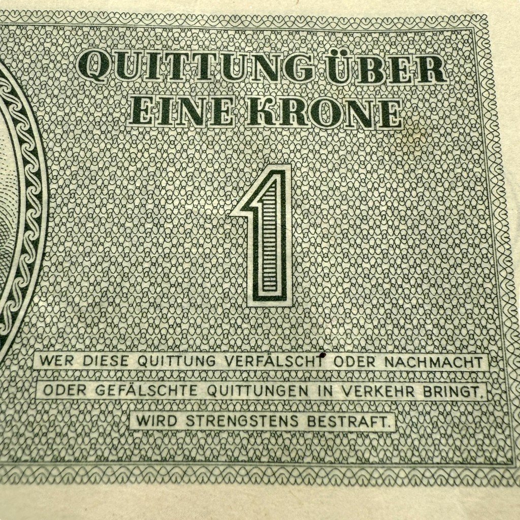 Original WWII German Jewish Ghetto/Camp Theresienstadt 1 Krone banknote — image 6