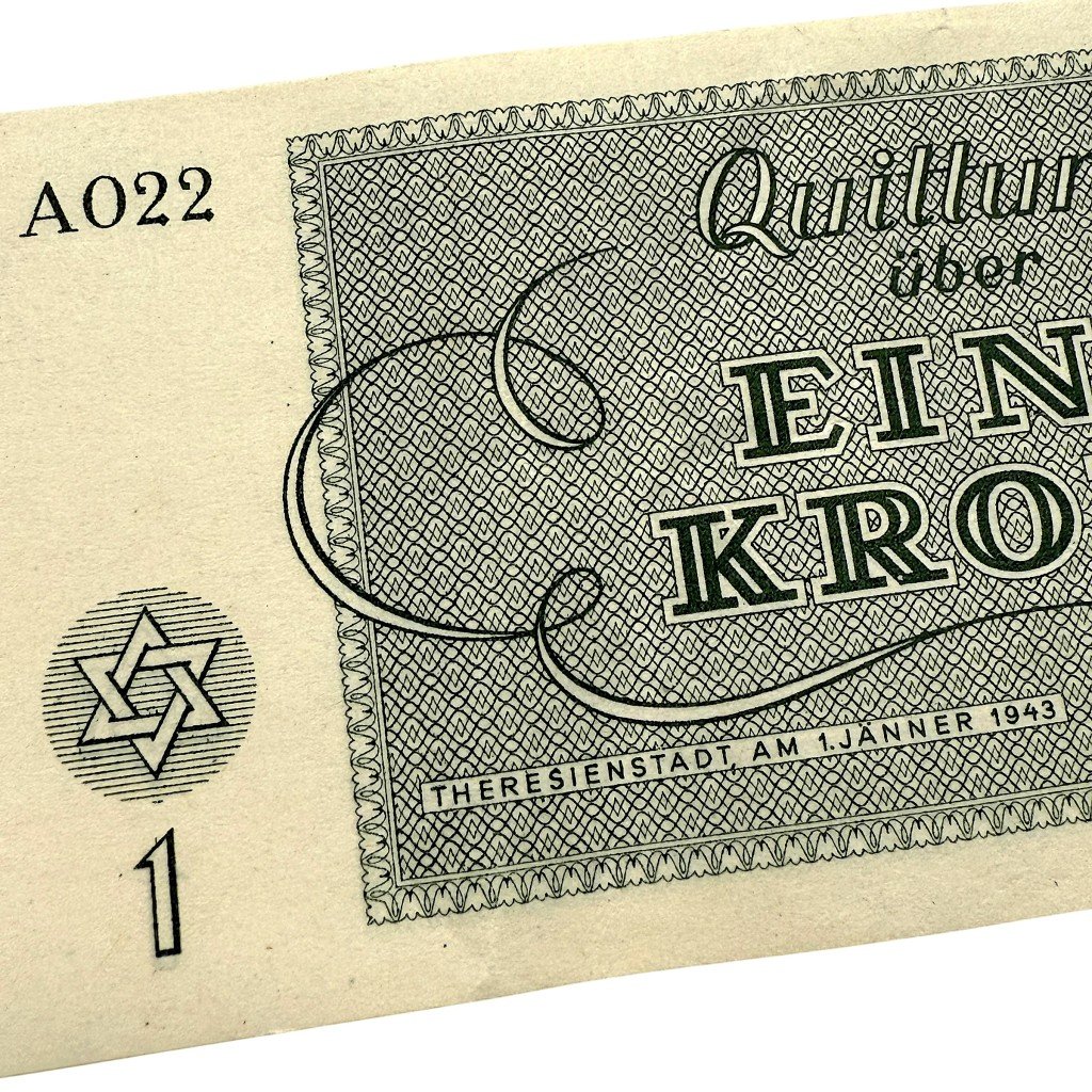 Original WWII German Jewish Ghetto/Camp Theresienstadt 1 Krone banknote — image 7