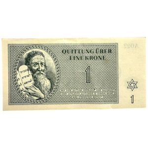 Original WWII German Jewish Ghetto/Camp Theresienstadt 1 Krone banknote
