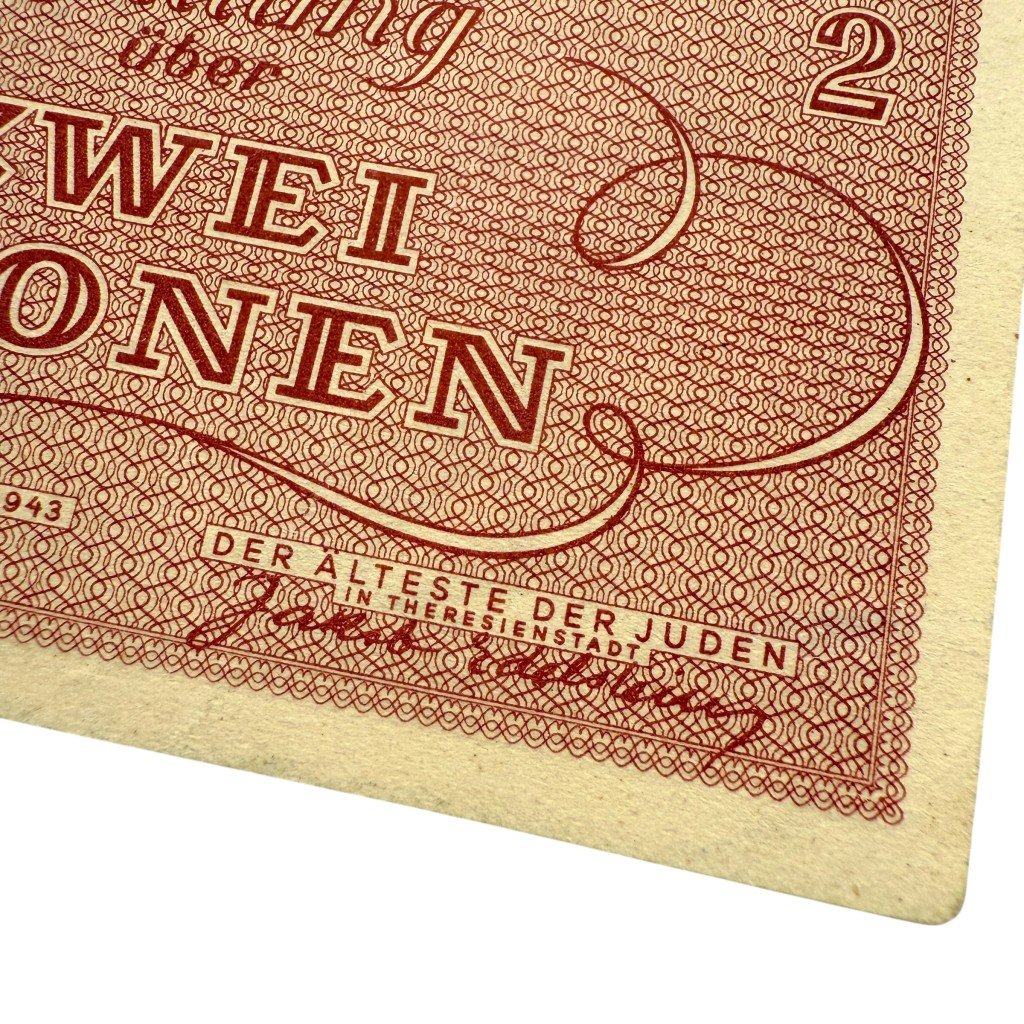 Original WWII German Jewish Ghetto/Camp Theresienstadt 2 Kronen banknote — image 6