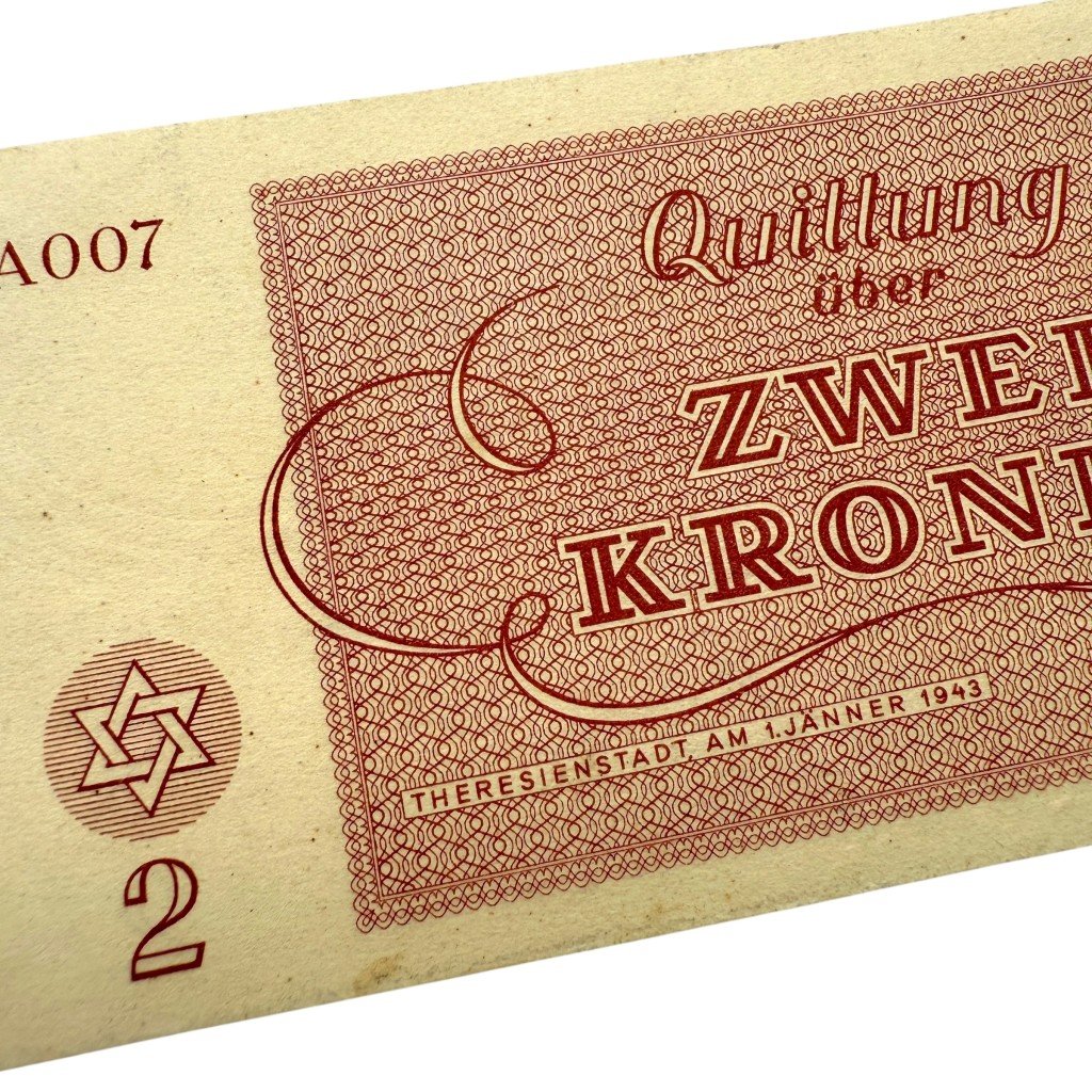 Original WWII German Jewish Ghetto/Camp Theresienstadt 2 Kronen banknote — image 7