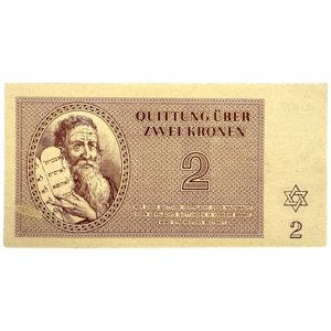 Original WWII German Jewish Ghetto/Camp Theresienstadt 2 Kronen banknote