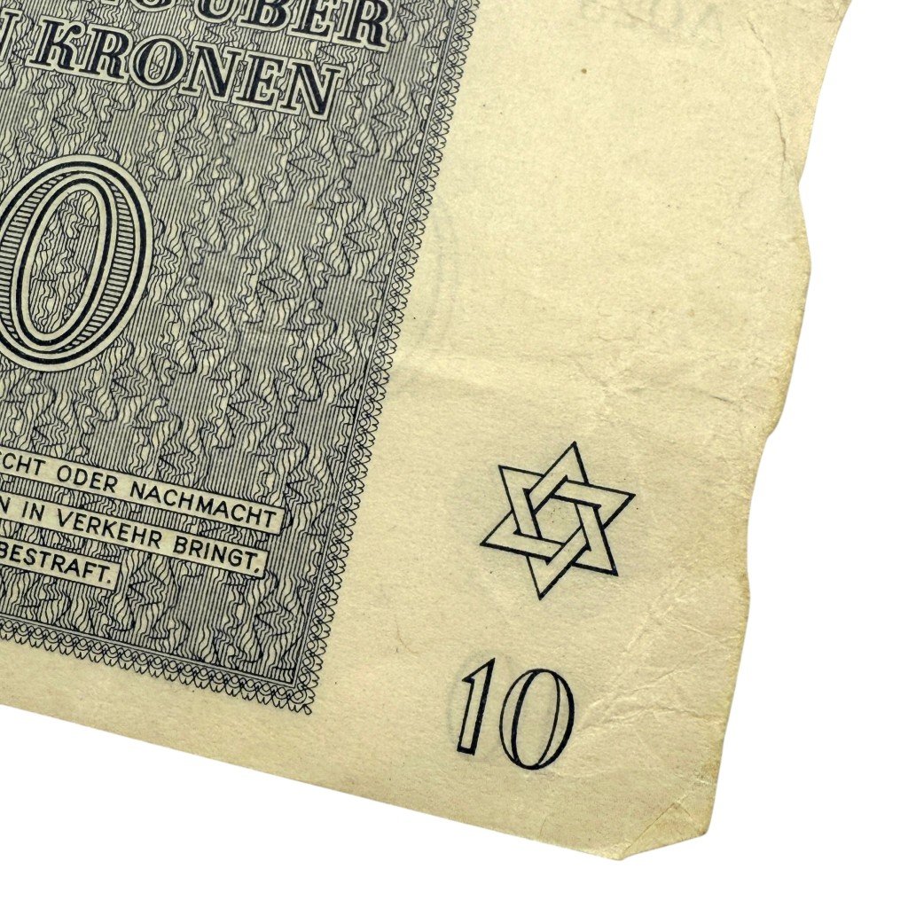 Original WWII German Jewish Ghetto/Camp Theresienstadt 10 Kronen banknote — image 3