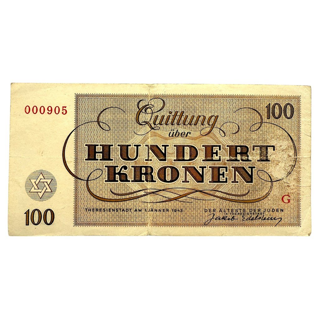 Original WWII German Jewish Ghetto/Camp Theresienstadt 100 Kronen banknote — image 2