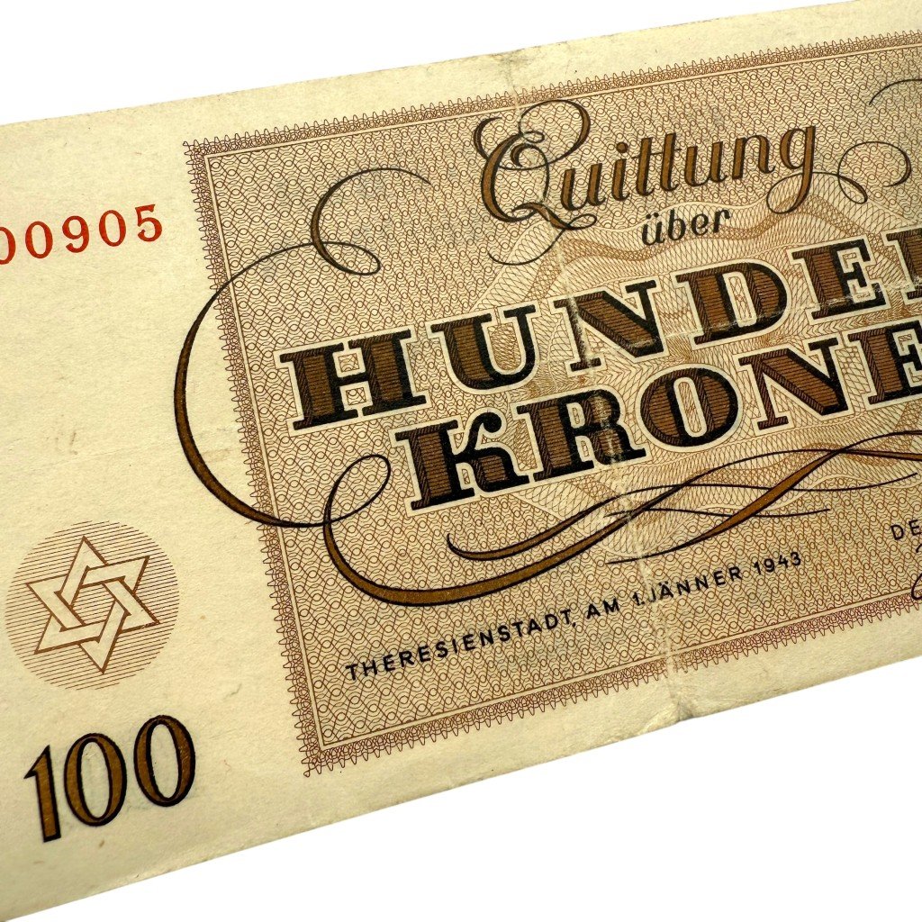 Original WWII German Jewish Ghetto/Camp Theresienstadt 100 Kronen banknote — image 3