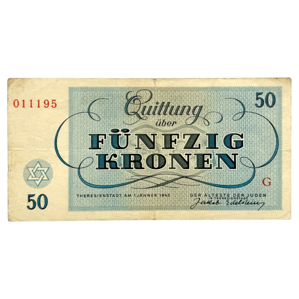 Original WWII German Jewish Ghetto/Camp Theresienstadt 50 Kronen banknote — image 2