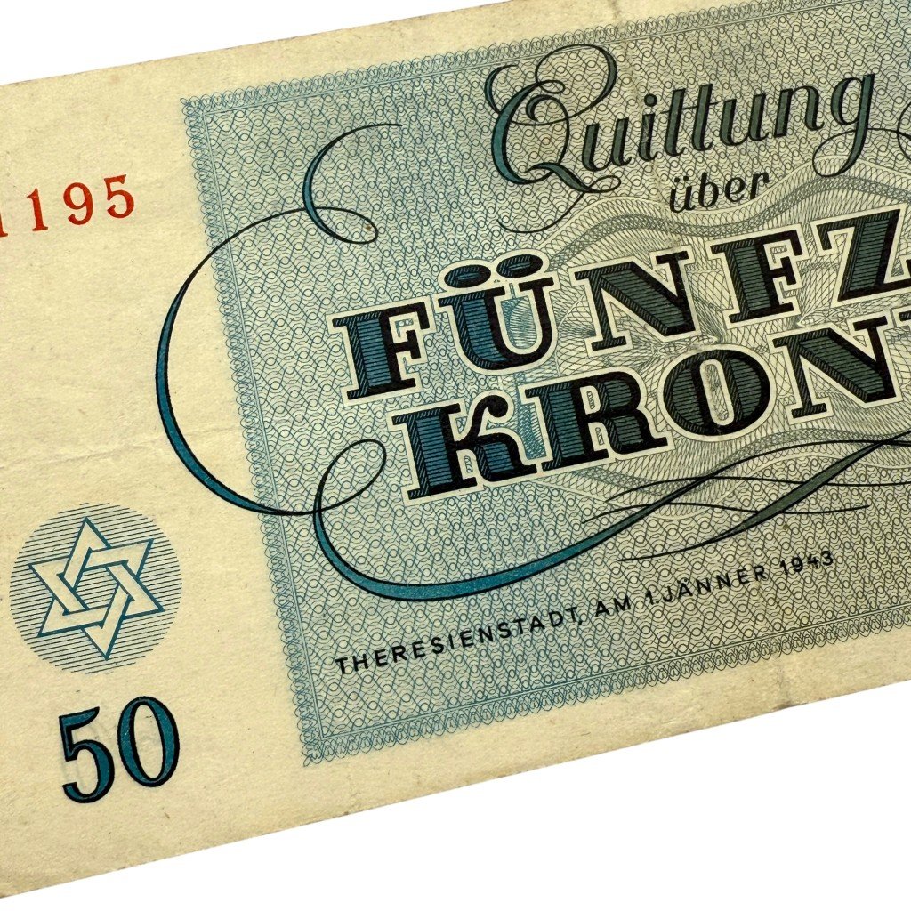 Original WWII German Jewish Ghetto/Camp Theresienstadt 50 Kronen banknote — image 3