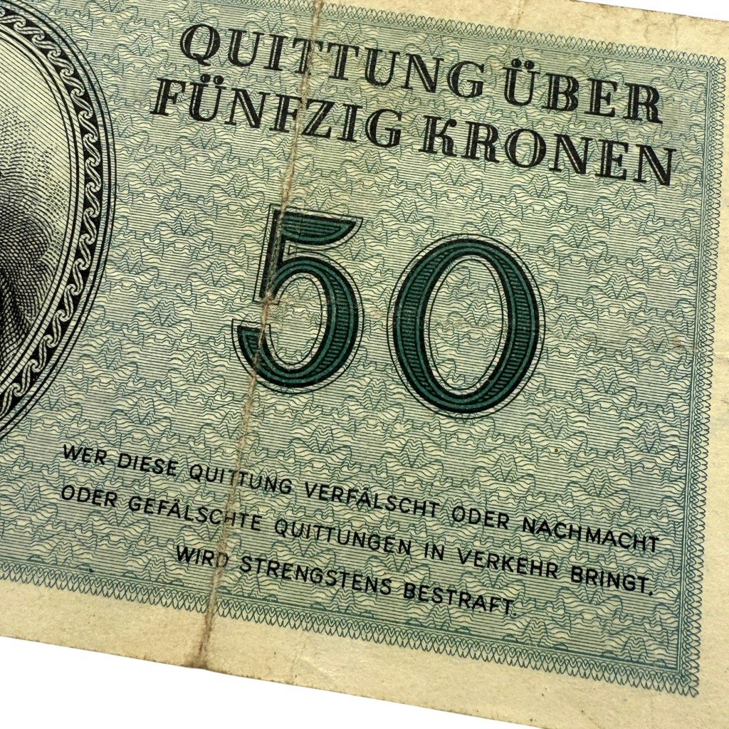Original WWII German Jewish Ghetto/Camp Theresienstadt 50 Kronen banknote — image 6