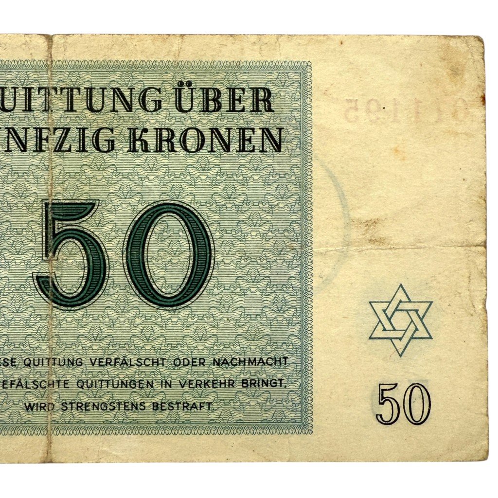 Original WWII German Jewish Ghetto/Camp Theresienstadt 50 Kronen banknote — image 8