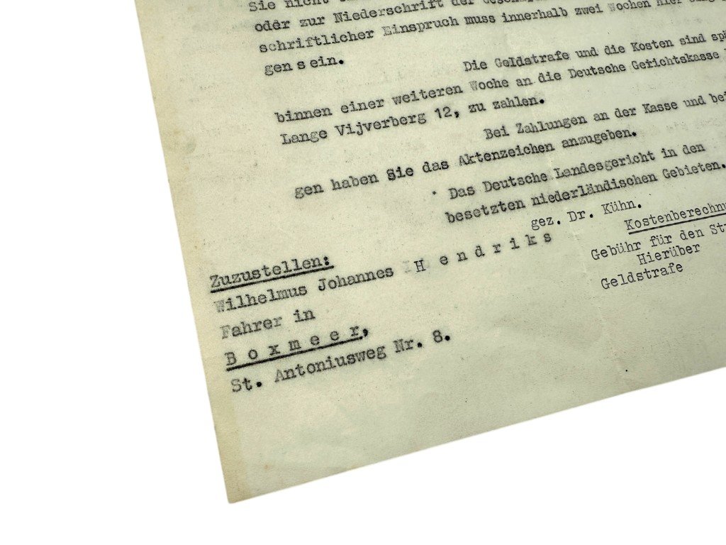 Original WWII German traffic fine Eindhoven 1941 — image 7