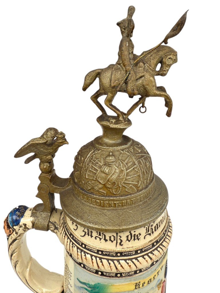 Original WWI German 2. Eskadron Husaren-Regiment Kaiser Nikolaus II von Rußland Nr. 8, Paderborn beer stein — image 10
