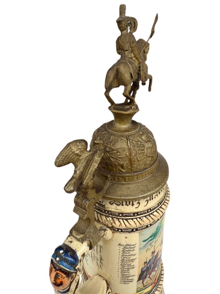 Original WWI German 2. Eskadron Husaren-Regiment Kaiser Nikolaus II von Rußland Nr. 8, Paderborn beer stein — image 11