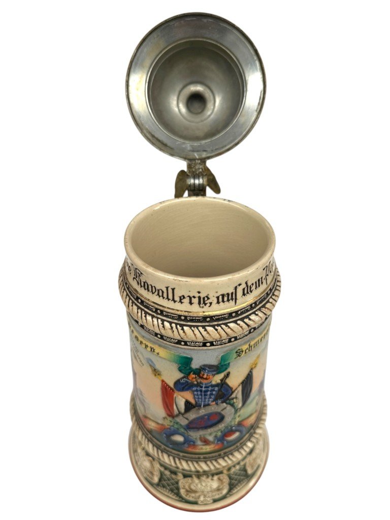 Original WWI German 2. Eskadron Husaren-Regiment Kaiser Nikolaus II von Rußland Nr. 8, Paderborn beer stein — image 12