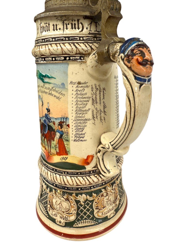 Original WWI German 2. Eskadron Husaren-Regiment Kaiser Nikolaus II von Rußland Nr. 8, Paderborn beer stein — image 7
