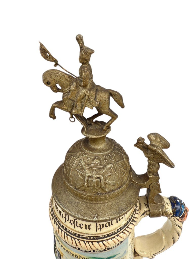 Original WWI German 2. Eskadron Husaren-Regiment Kaiser Nikolaus II von Rußland Nr. 8, Paderborn beer stein — image 8