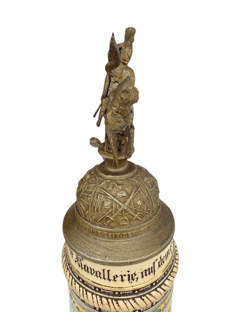 Original WWI German 2. Eskadron Husaren-Regiment Kaiser Nikolaus II von Rußland Nr. 8, Paderborn beer stein — image 9
