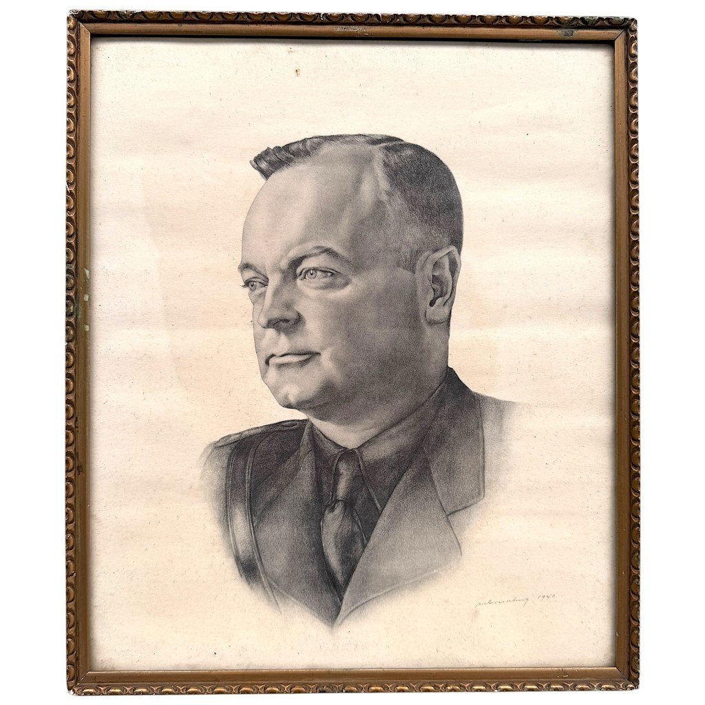 Original WWII Dutch NSB framed print of NSB leader Anton Mussert