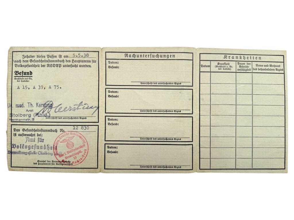 Original WWII German NSDAP Gesundheitspass from Stolberg — image 4