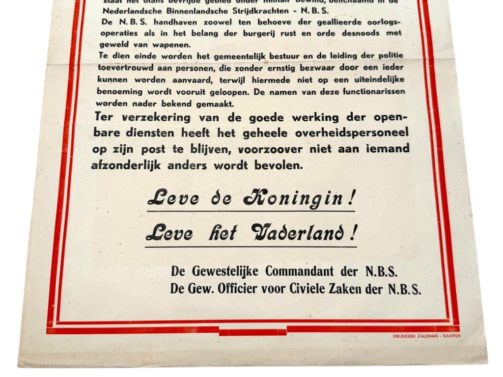 Original WWII Nederlandse Binnenlandse Strijdkrachten poster Kampen 1945 — image 2