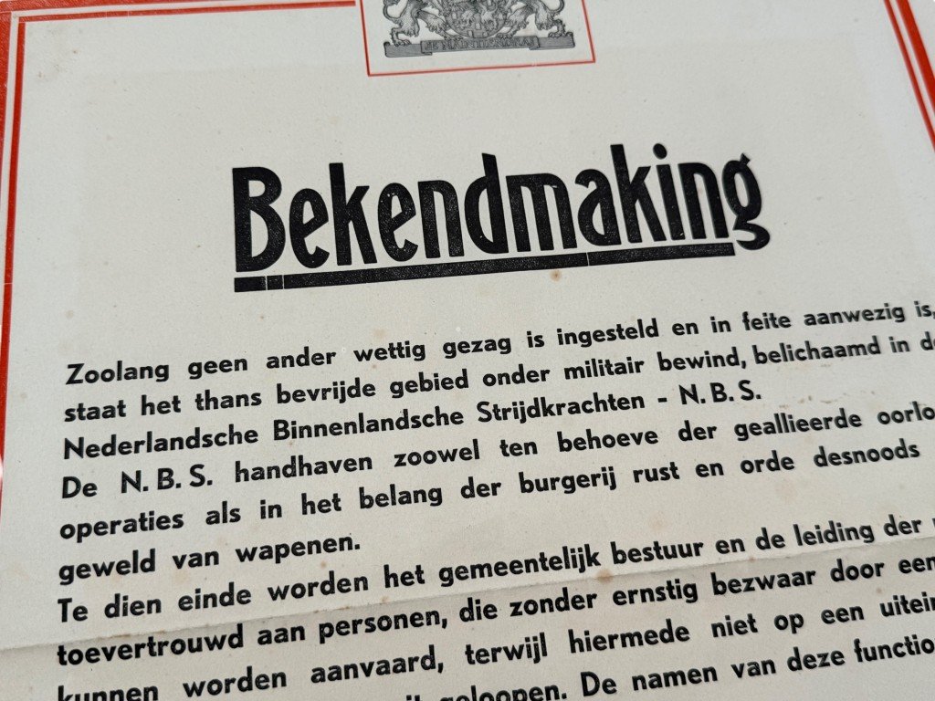 Original WWII Nederlandse Binnenlandse Strijdkrachten poster Kampen 1945 — image 3