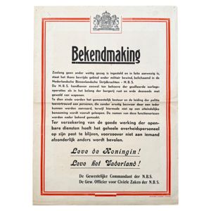 Original WWII Nederlandse Binnenlandse Strijdkrachten poster Kampen 1945