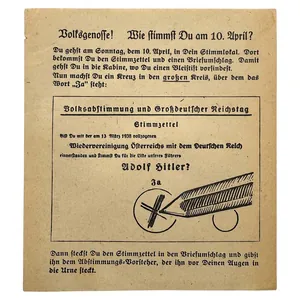 Original WWII German Adolf Hitler election flyer