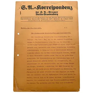 Original 1933 German SA Korrespondenz from the S.A. Group Berlin-Brandenburg
